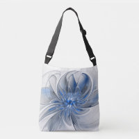 Abstract Blue Grey Watercolor Fractal Art Flower