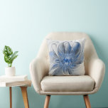 Abstract Blue Grey Watercolor Fractal Art Flower Cushion<br><div class="desc">A unique fantasy flower with shades of blue and grey,  abstract and elegant.
Unusual design for your decorative floral throw pillow and more.</div>