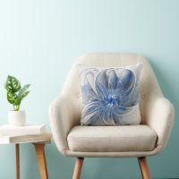 Abstract Blue Grey Watercolor Fractal Art Flower