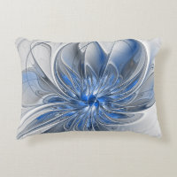 Abstract Blue Grey Watercolor Fractal Art Flower