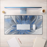 Abstract Blue Grey Watercolor Fractal Art Flower Desk Mat<br><div class="desc">A unique fantasy flower with shades of blue and grey,  abstract and elegant.
Unusual design for your decorative floral desk mat and more.</div>