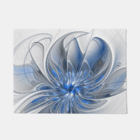 Abstract Blue Grey Watercolor Fractal Art Flower