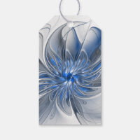 Abstract Blue Grey Watercolor Fractal Art Flower