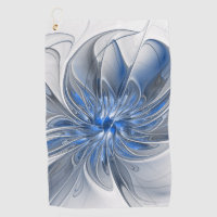 Abstract Blue Grey Watercolor Fractal Art Flower