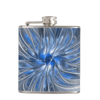 Abstract Blue Grey Watercolor Fractal Art Flower
