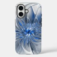 Abstract Blue Grey Watercolor Fractal Art Flower