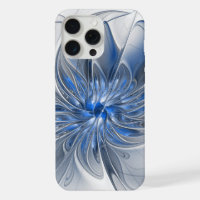 Abstract Blue Grey Watercolor Fractal Art Flower