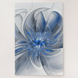 Abstract Blue Grey Watercolor Fractal Art Flower Jigsaw Puzzle<br><div class="desc">Unique fantasy flower with shades of blue and grey, abstract and elegant.
Design for your puzzle and more.</div>