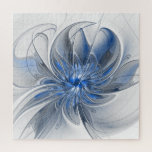 Abstract Blue Grey Watercolor Fractal Art Flower Jigsaw Puzzle<br><div class="desc">Unique fantasy flower with shades of blue and grey, abstract and elegant.
Design for your puzzle and more.</div>
