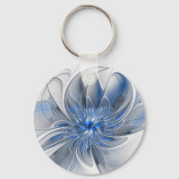 Abstract Blue Grey Watercolor Fractal Art Flower