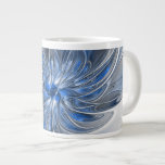 Abstract Blue Grey Watercolor Fractal Art Flower Large Coffee Mug<br><div class="desc">A unique fantasy flower with shades of blue and grey,  abstract and elegant.
Unusual design for your decorative floral jumbo coffee mug and more.</div>