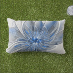 Abstract Blue Grey Watercolor Fractal Art Flower Lumbar Cushion<br><div class="desc">A unique fantasy flower with shades of blue and grey,  abstract and elegant.
Unusual design for your decorative floral outdoor lumbar pillow and more.</div>