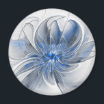 Abstract Blue Grey Watercolor Fractal Art Flower Magnet<br><div class="desc">Unique fantasy flower with shades of blue and grey, abstract and elegant.
Design for your round magnet and more.</div>