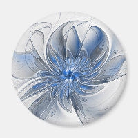 Abstract Blue Grey Watercolor Fractal Art Flower