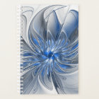 Abstract Blue Grey Watercolor Fractal Art Flower