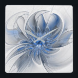 Abstract Blue Grey Watercolor Fractal Art Flower Square Wall Clock<br><div class="desc">A unique fantasy flower with shades of blue and grey,  abstract and elegant.
Design for your square acrylic wall clock and more.</div>