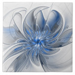 Abstract Blue Grey Watercolor Fractal Art Flower Tile<br><div class="desc">A unique fantasy flower with shades of blue and grey,  abstract and elegant.
Unusual design for your decorative floral ceramic tile and more.</div>