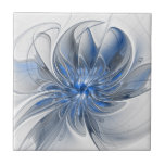 Abstract Blue Grey Watercolor Fractal Art Flower Tile<br><div class="desc">A unique fantasy flower with shades of blue and grey,  abstract and elegant.
Unusual design for your decorative floral ceramic tile and more.</div>