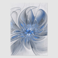 Abstract Blue Grey Watercolor Fractal Art Flower