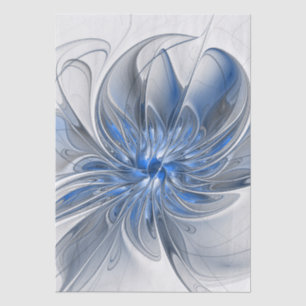 Abstract Blue Grey Watercolor Fractal Art Flower Tissue Paper