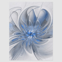 Abstract Blue Grey Watercolor Fractal Art Flower