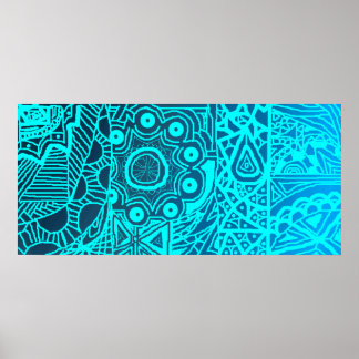Abstract Blue Henna Style Poster