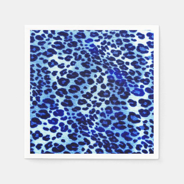 Abstract Blue Hipster Cheetah Animal Print Napkin (Front)
