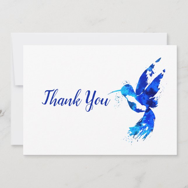 Abstract Blue Hummingbird Thank You Card (Front)
