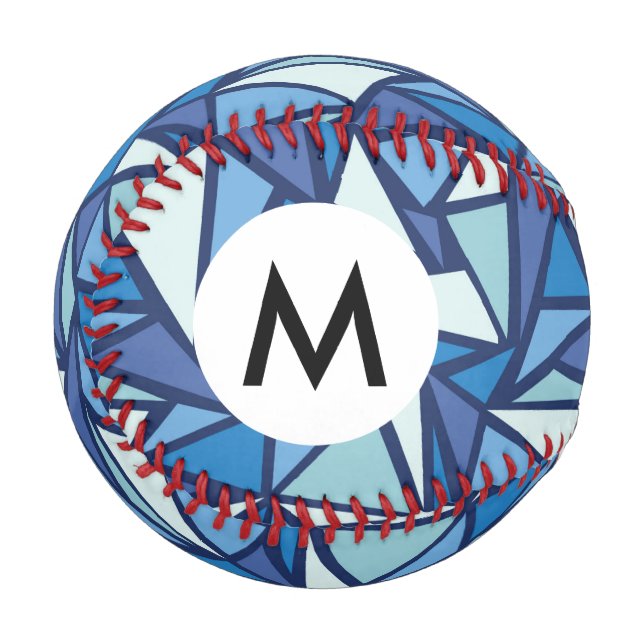 Abstract Blue Ice Crsytal Pattern Baseball (Front Left)