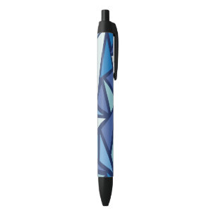 Abstract Blue Ice Crsytal Pattern Black Ink Pen