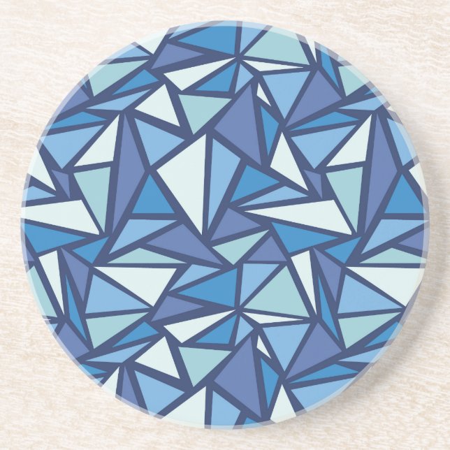 Abstract Blue Ice Crsytal Pattern Coaster (Front)