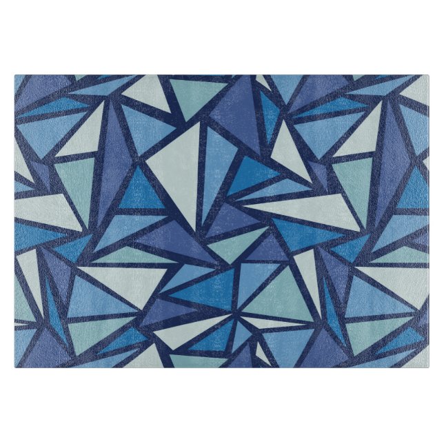 Abstract Blue Ice Crsytal Pattern Cutting Board (Front)