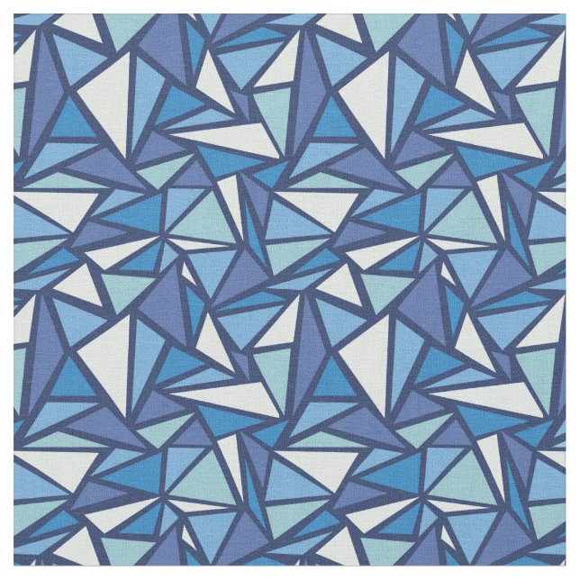Abstract Blue Ice Crsytal Pattern Fabric (Close Up)