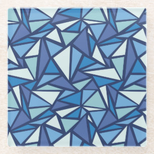 Abstract Blue Ice Crsytal Pattern Glass Coaster