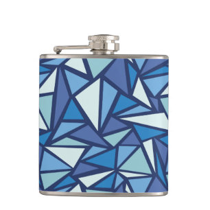 Abstract Blue Ice Crsytal Pattern Hip Flask