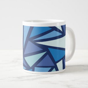 Abstract Blue Ice Crsytal Pattern Large Coffee Mug