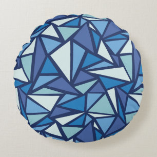 Abstract Blue Ice Crsytal Pattern Round Cushion