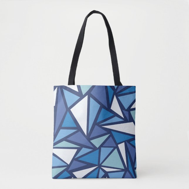 Abstract Blue Ice Crsytal Pattern Tote Bag (Front)