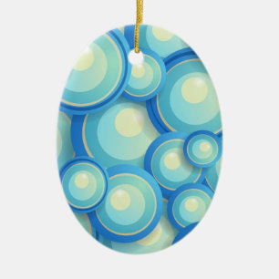 Abstract blue in green ceramic tree decoration