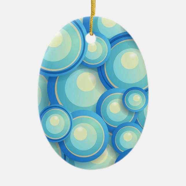 Abstract blue in green ceramic tree decoration (Front)