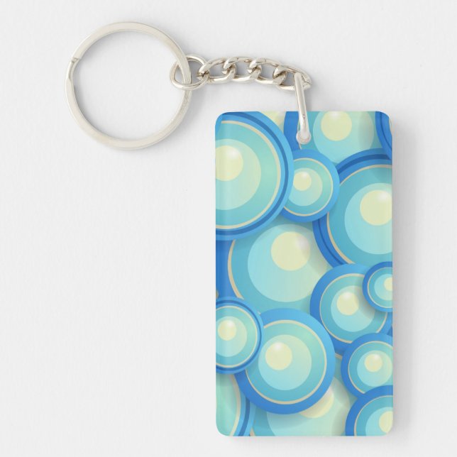 Abstract blue in green key ring (Front)