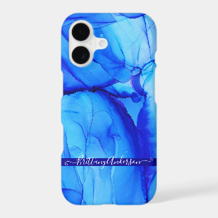 Abstract Blue Indigo Custom Unique Art Swirls