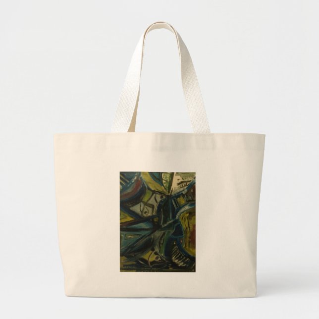 Abstract Blue Large Tote Bag (Front)