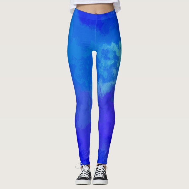 Abstract Blue Leggings (Front)