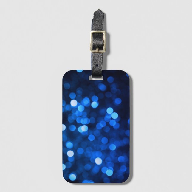 Abstract blue light dots luggage tag (Front Vertical)