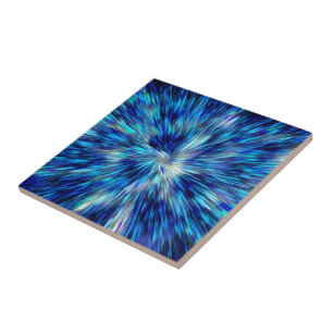 Abstract Blue Lights Ceramic Tile Space Universe