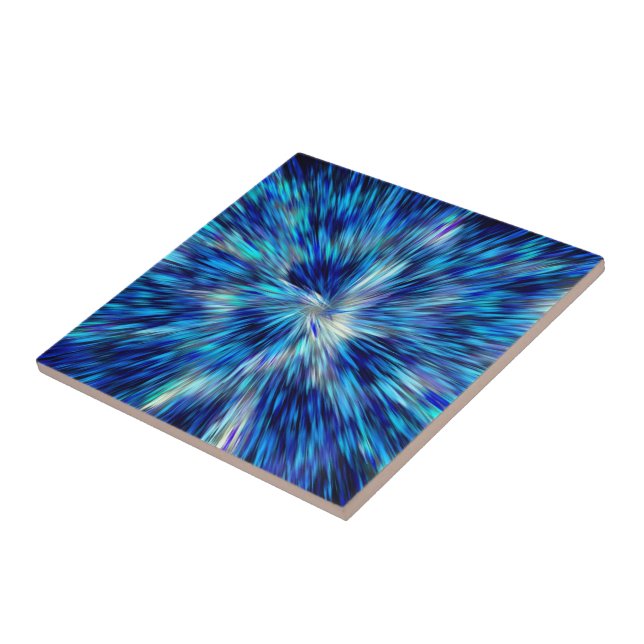 Abstract Blue Lights Ceramic Tile Space Universe (Side)