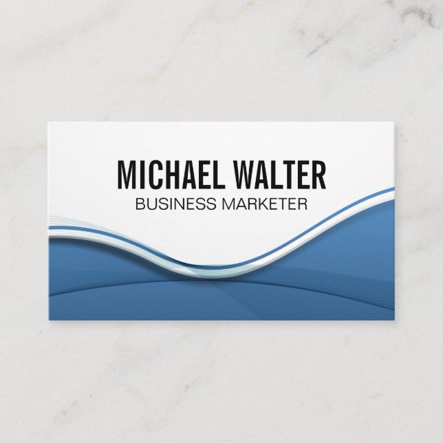 Abstract Blue Lines Background Business Card (Front)