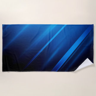 Abstract Blue Lines on Black Beach Towel