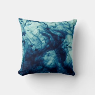 Abstract blue liquid smoke pattern background cushion